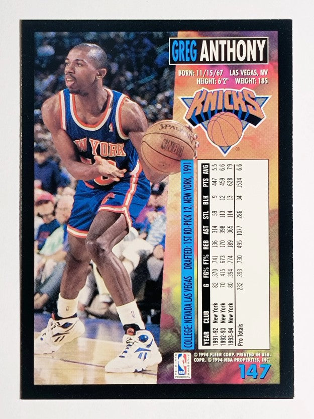1994-95 Fleer #147 Greg Anthony