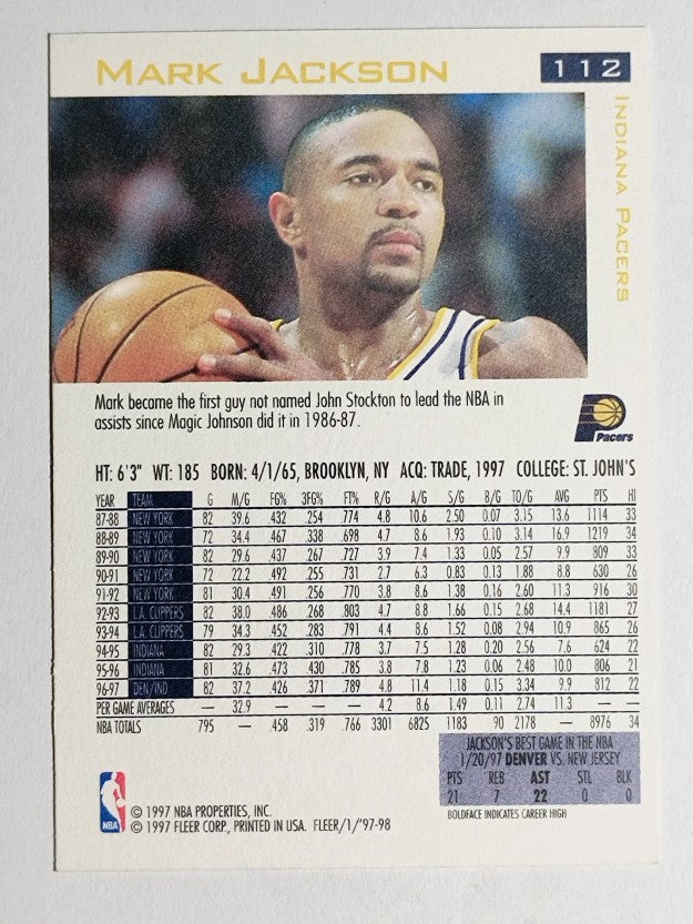 1997-98 Fleer #112 Mark Jackson