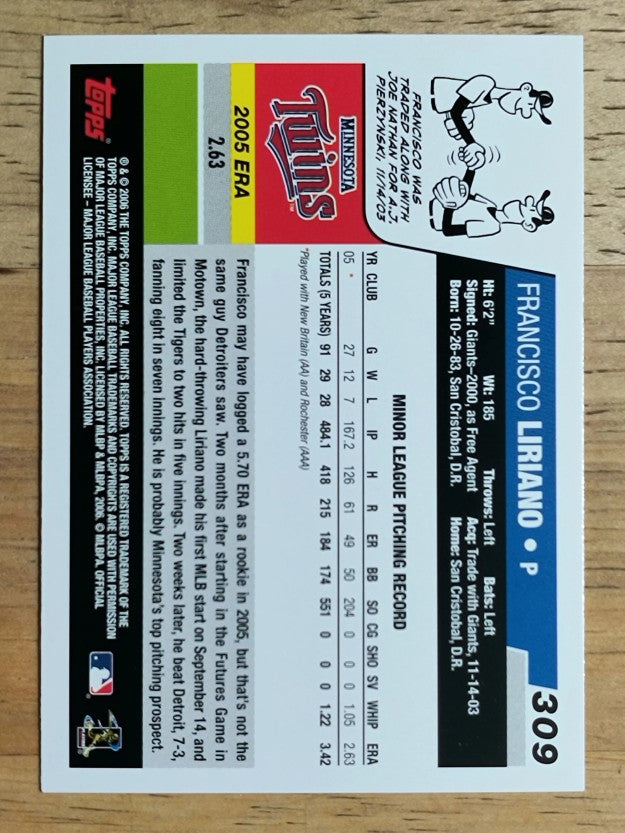 2006 Topps #309 Francisco Liriano