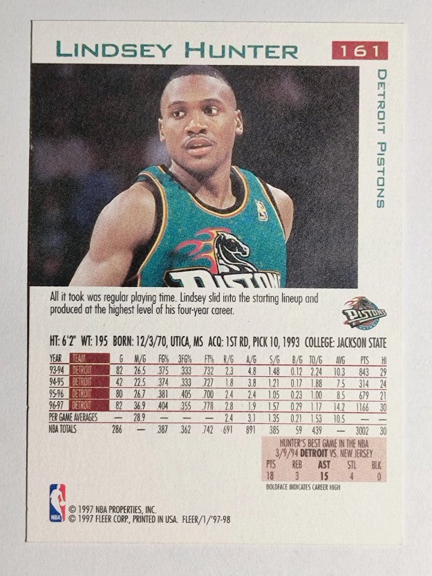 1997-98 Fleer #161 Lindsey Hunter
