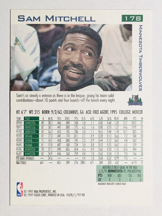 1997-98 Fleer #178 Sam Mitchell