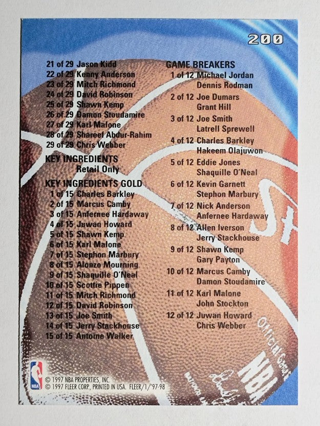 1997-98 Fleer #200 Checklist inserts