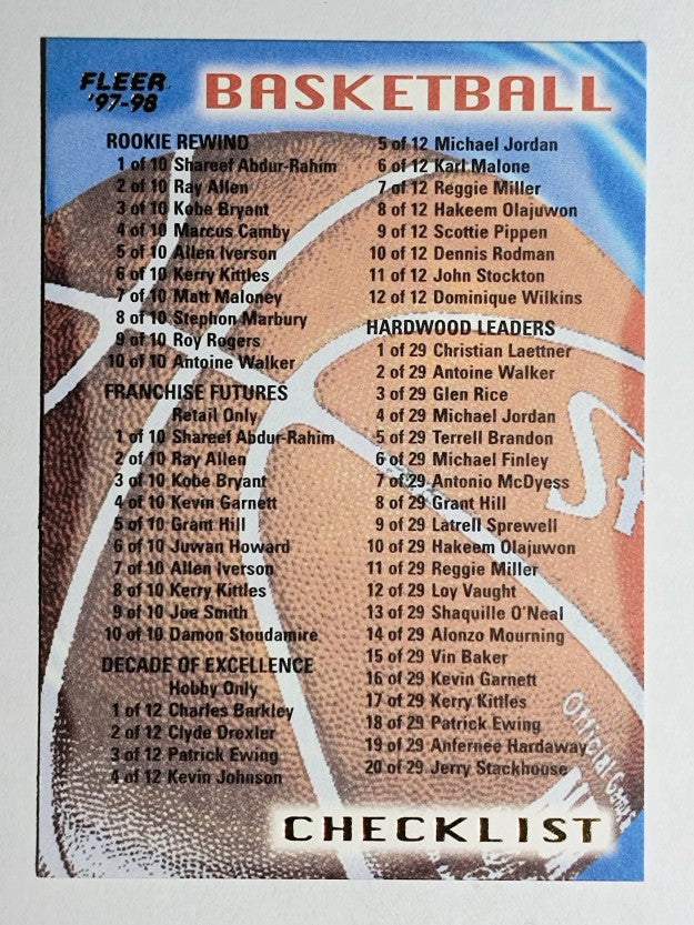 1997-98 Fleer #200 Checklist inserts