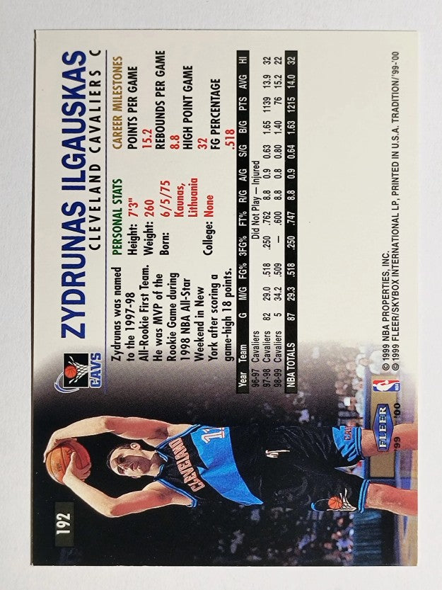 1999-00 Fleer #192 Zydrunas Ilgauskas