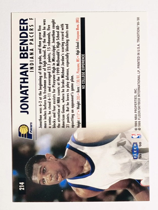 1999-00 Fleer #214 Jonathan Bender RC