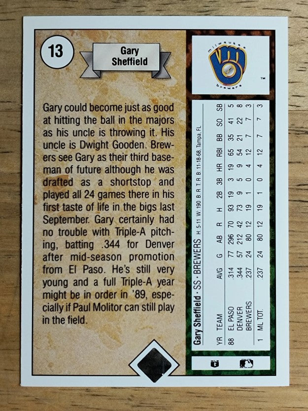 1989 Upper Deck #13 Gary Sheffield COR RC