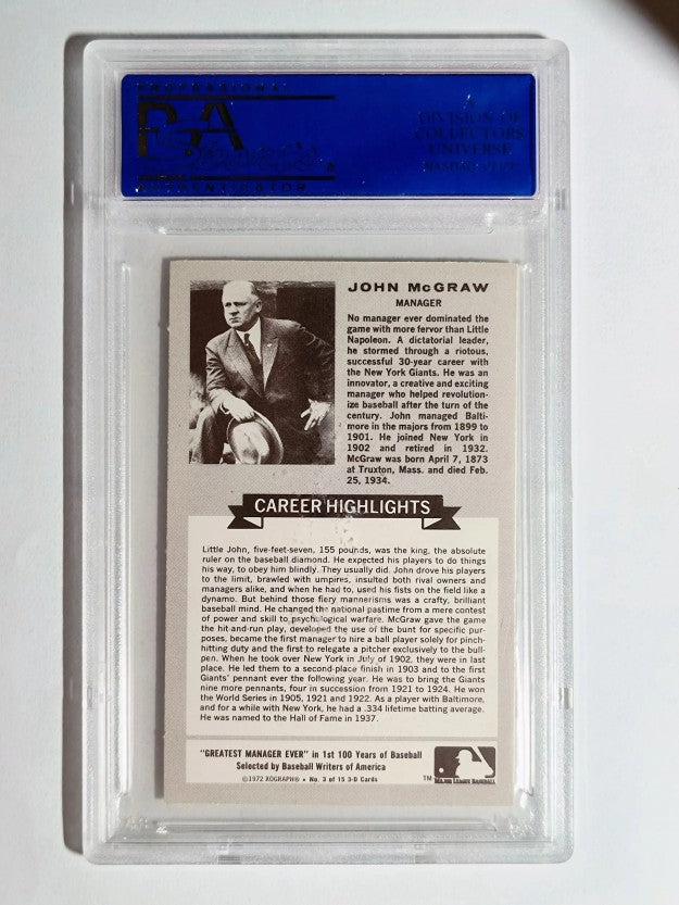 1972 Kellogg's ATG #3 John McGraw (PSA 8)