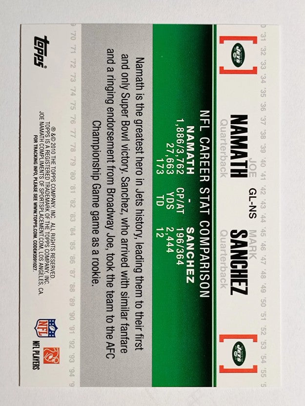 2010 Topps Gridiron Lineage #GLNS Joe Namath/Mark Sanchez