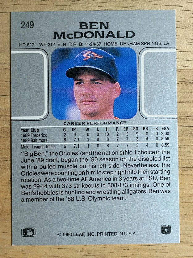 1990 Leaf #249 Ben McDonald RC