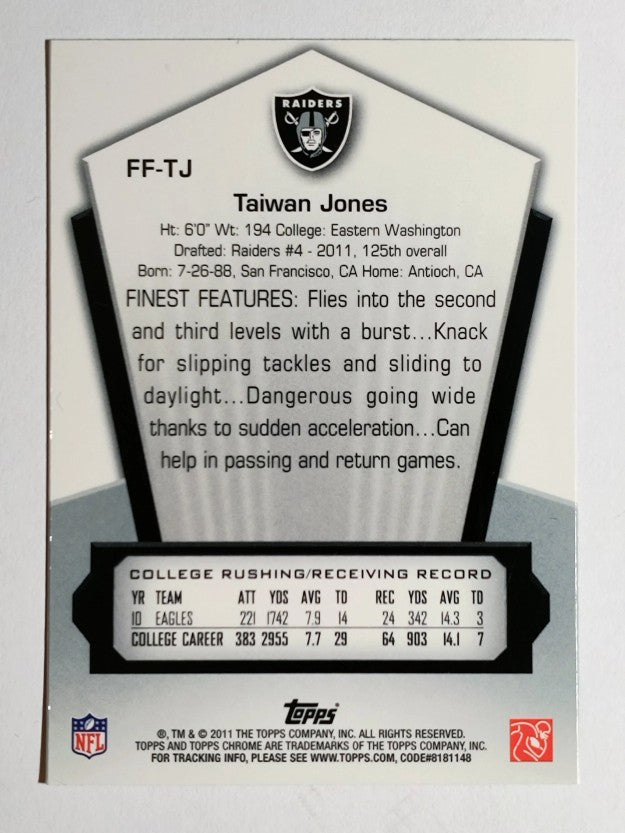 2011 Topps Chrome Finest Freshman #FFTJ Taiwan Jones