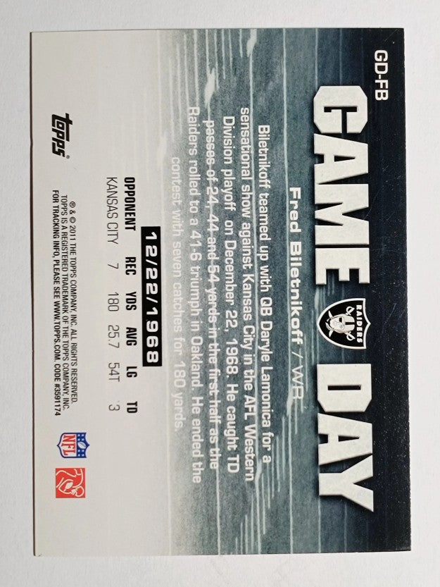 2011 Topps Game Day #GDFB Fred Biletnikoff