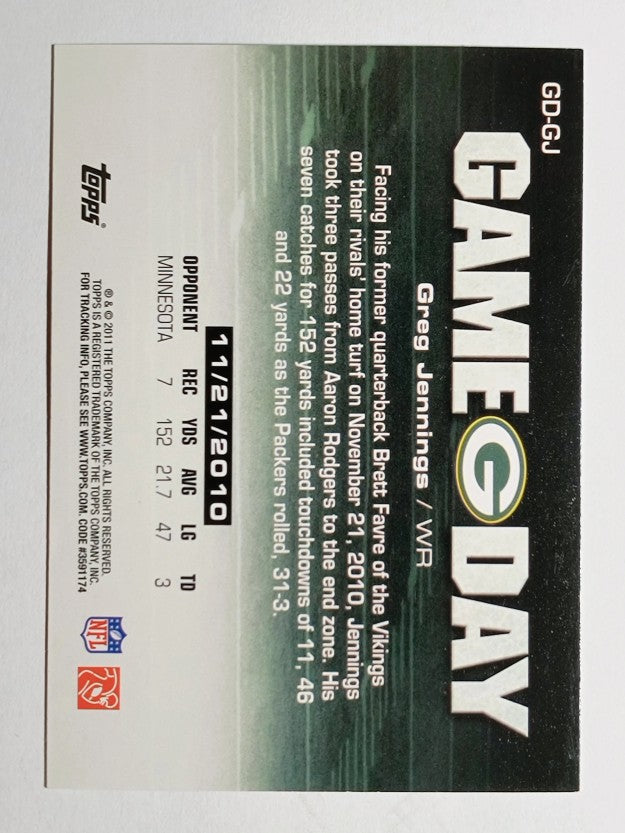 2011 Topps Game Day #GDGJ Greg Jennings