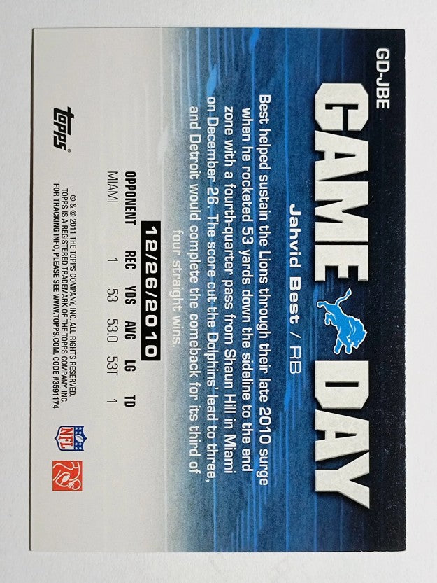2011 Topps Game Day #GDJBE Jahvid Best