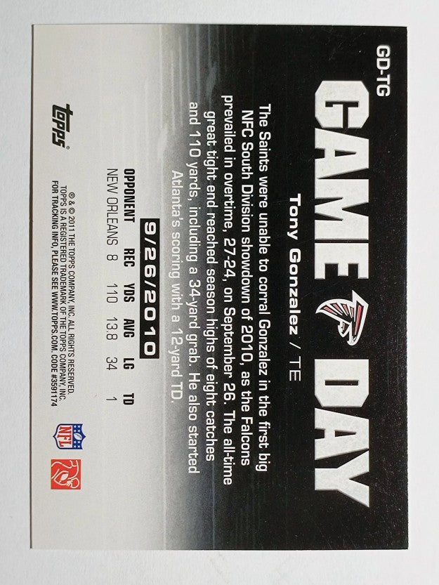 2011 Topps Game Day #GDTG Tony Gonzalez