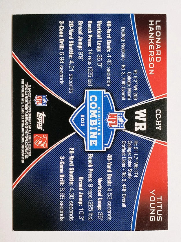2011 Topps Rising Rookies Combine Competition CCHY Leonard Hankerson/Titus Young