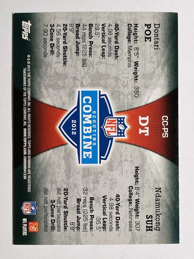2012 Bowman Combine Competition #CCPS Dontari Poe/Ndamukong Suh