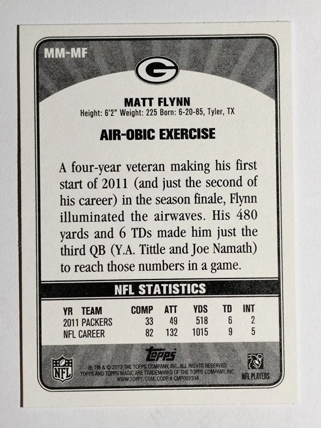 2012 Topps Magic Magical Moments #MMMF Matt Flynn