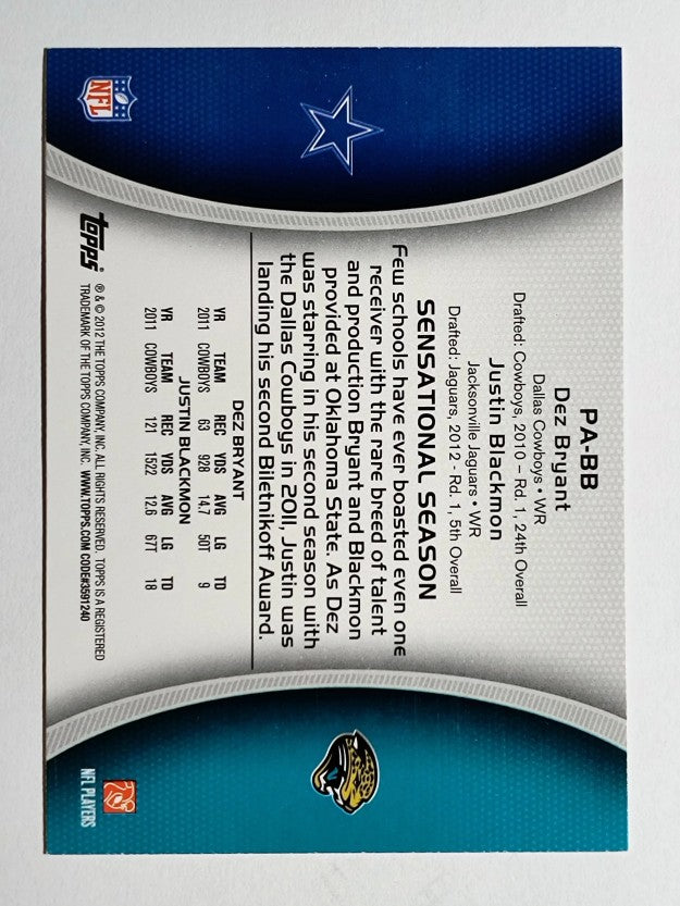 2012 Topps Paramount Pairs #PABB Dez Bryant/Justin Blackmon