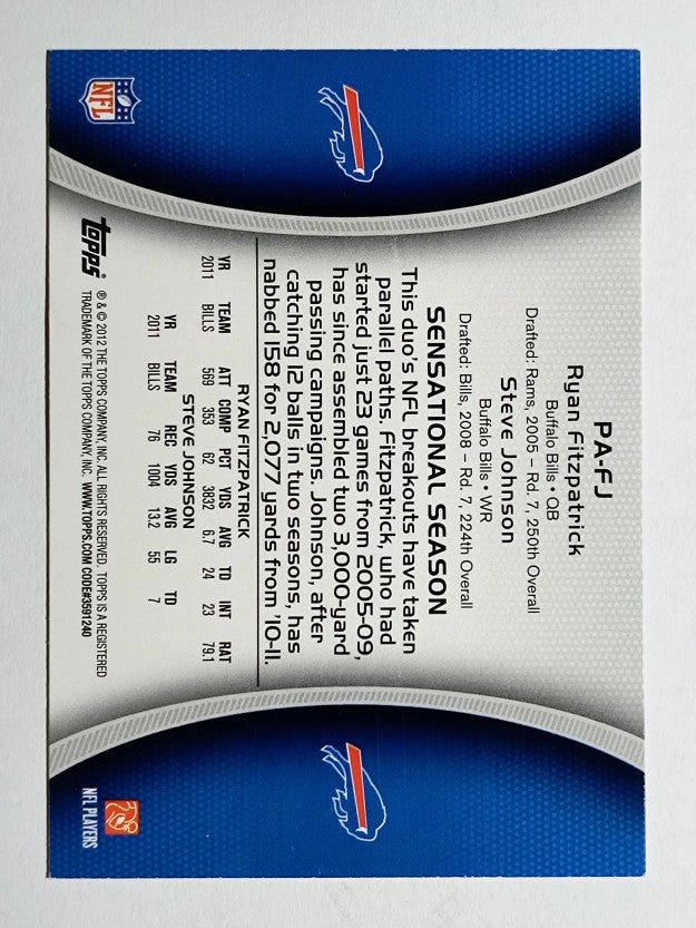 2012 Topps Paramount Pairs #PAFJ Ryan Fitzpatrick/Steve Johnson