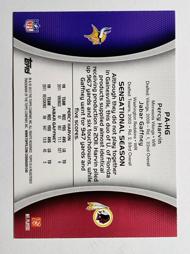 2012 Topps Paramount Pairs #PAHG Percy Harvin/Jabar Gaffney