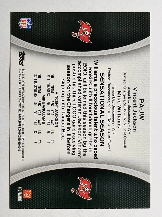 2012 Topps Paramount Pairs #PAJW Vincent Jackson/Mike Williams
