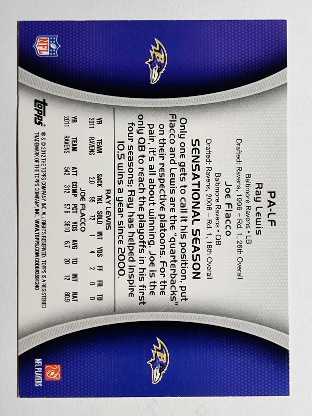 2012 Topps Paramount Pairs #PALF Ray Lewis/Joe Flacco