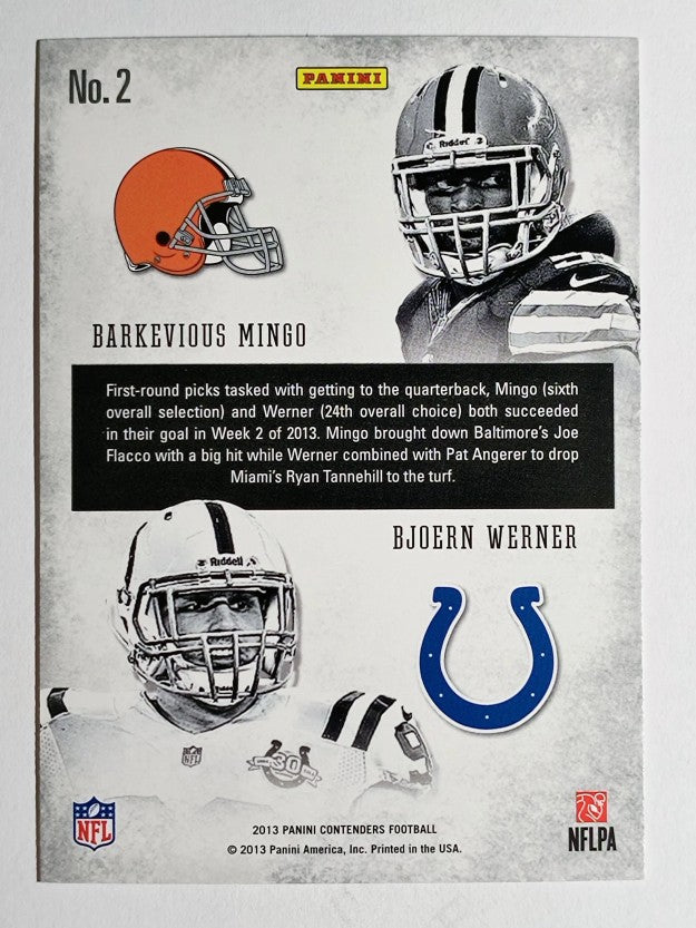 2013 Panini Contenders Round Numbers #2 Barkevious Mingo/Bjoern Werner