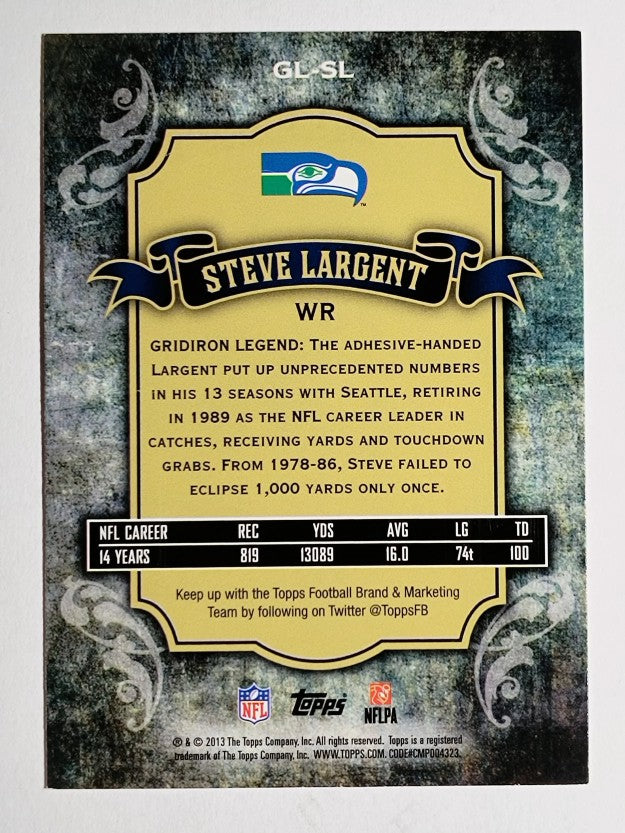 2013 Topps Gridiron Legends #GLSL Steve Largent