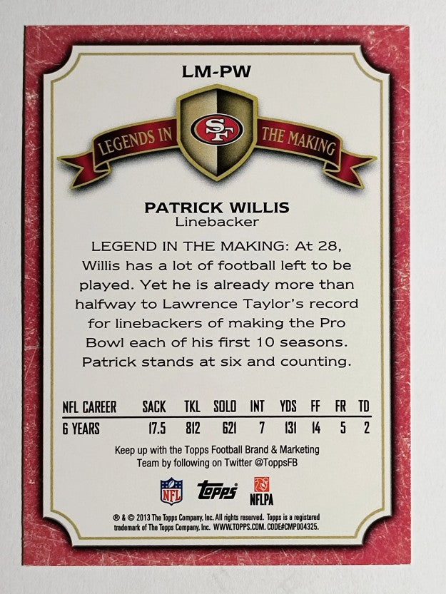 2013 Topps Legends In The Making #LMPW Patrick Willis