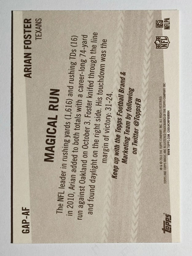 2013 Topps Magic Ground and Pound #GAPAF Arian Foster