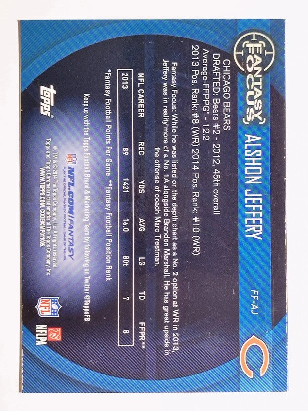 2014 Topps Chrome Fantasy Focus #FFAJ Alshon Jeffery
