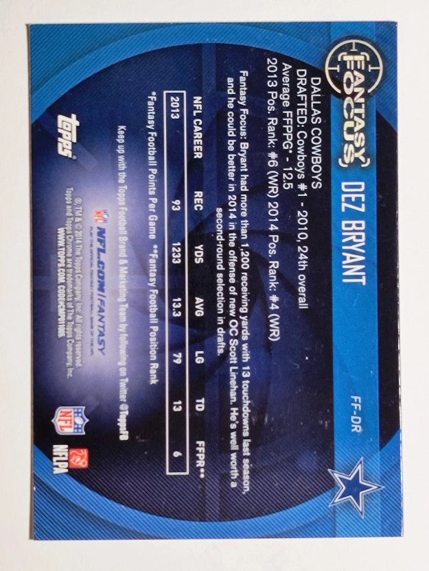 2014 Topps Chrome Fantasy Focus #FFDR Dez Bryant