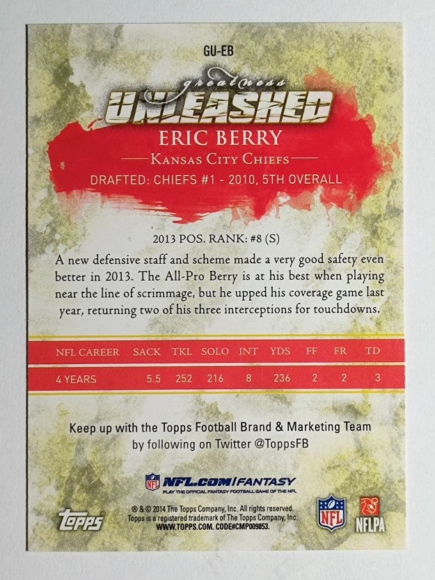 2014 Topps Greatness Unleashed #GUEB Eric Berry
