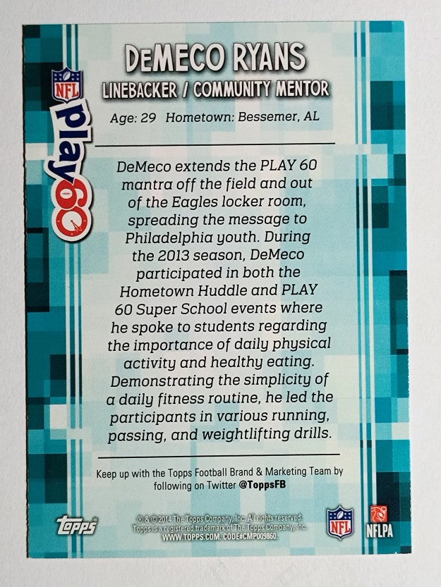 2014 Topps Play 60 Community Mentors #14 DeMeco Ryans