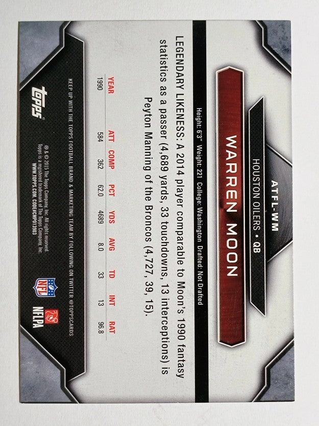 2015 Topps All Time Fantasy Legends #ATFLWM Warren Moon