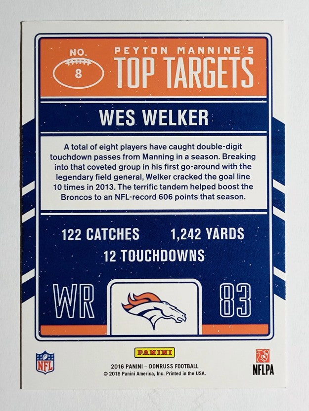 2016 Donruss Peyton Manning Top Targets #8 Peyton Manning/Wes Welker