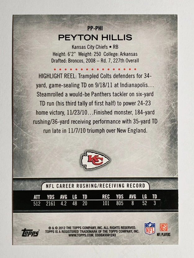 2012 Topps Prolific Playmakers #PPPHI Peyton Hillis