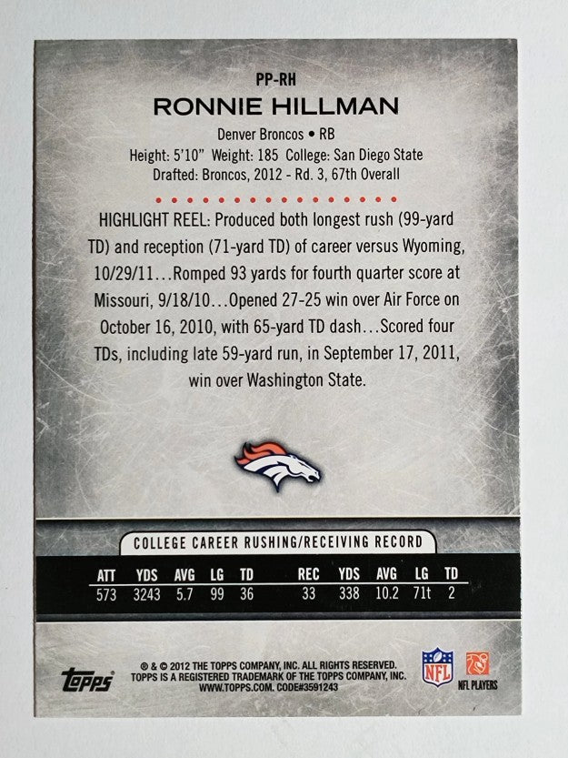 2012 Topps Prolific Playmakers #PPRH Ronnie Hillman