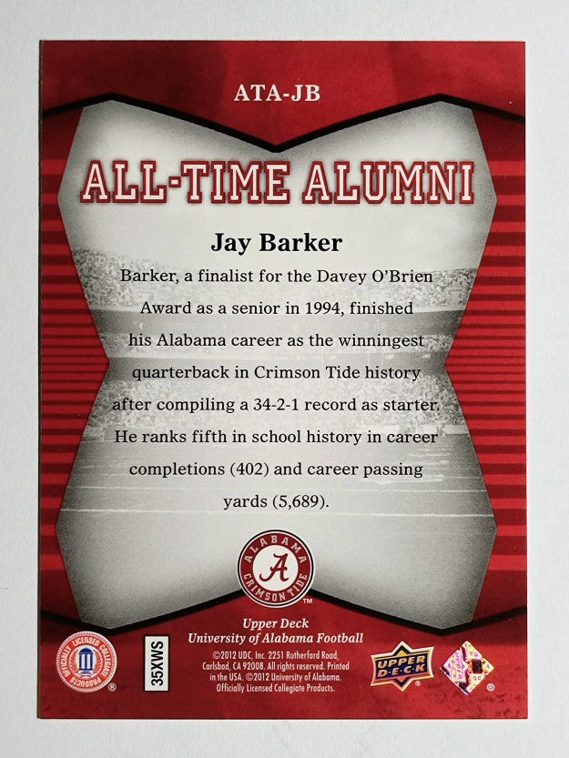 2012 Upper Deck Alabama All Time Alumni #ATAJB Jay Barker