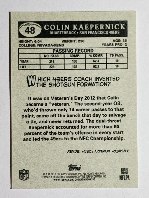 2013 Topps 1959 Mini #48 Colin Kaepernick
