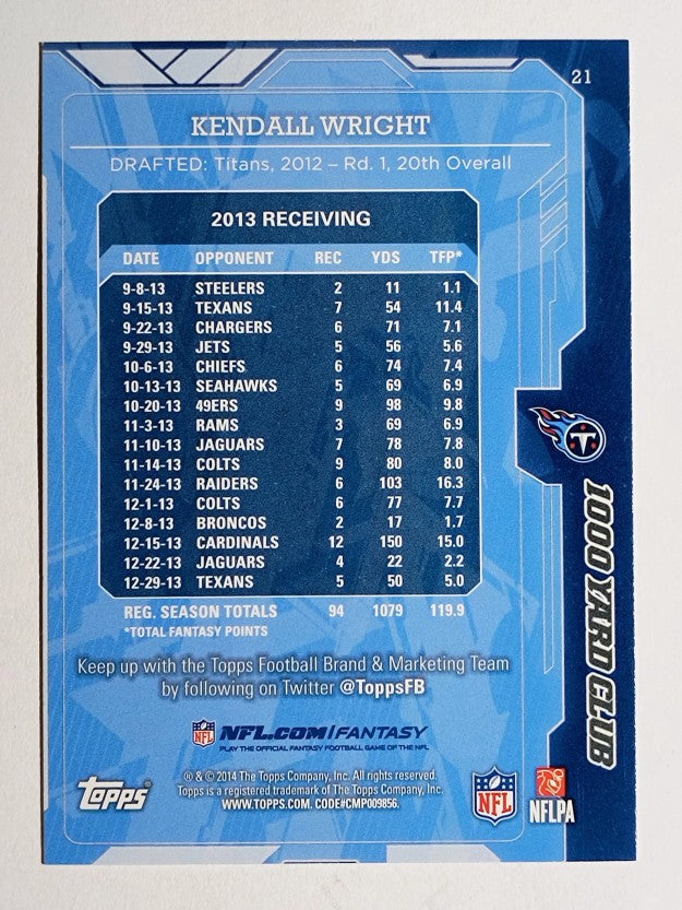 2014 Topps 1000 Yard Club #21 Kendall Wright