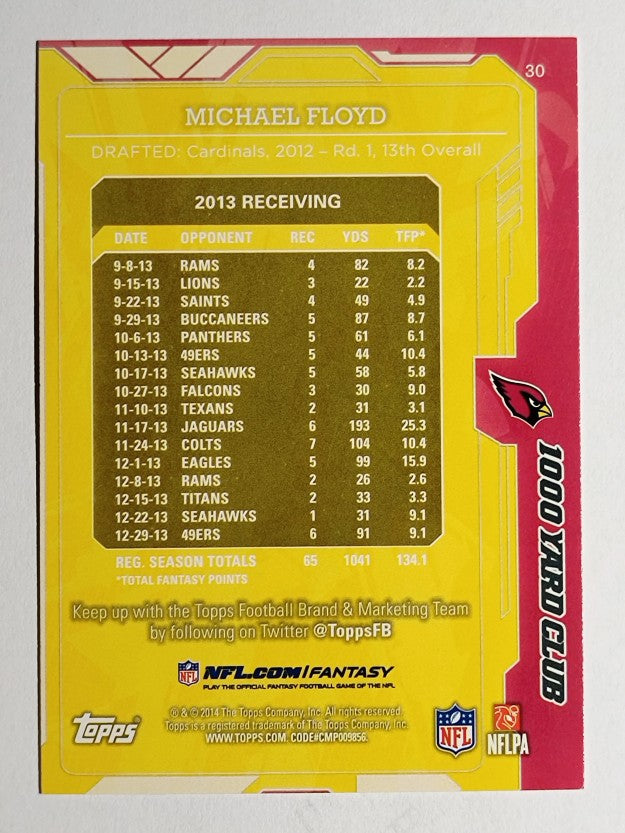 2014 Topps 1000 Yard Club #30 Michael Floyd