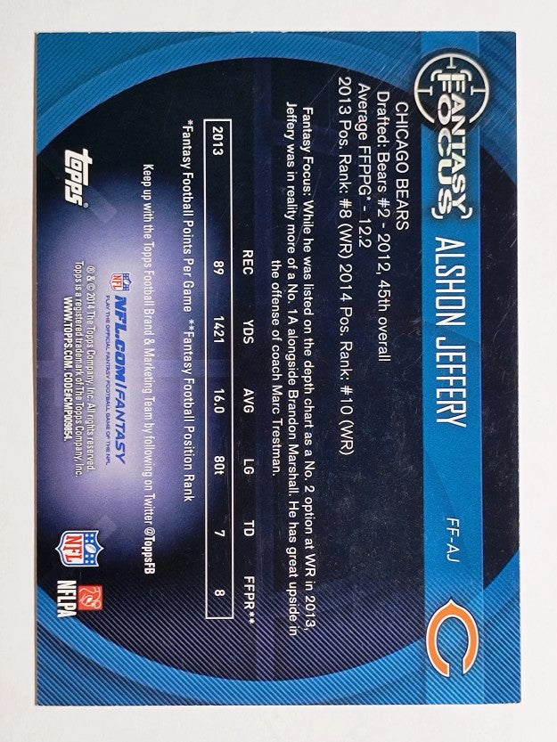 2014 Topps Fantasy Focus #FFAJ Alshon Jeffery