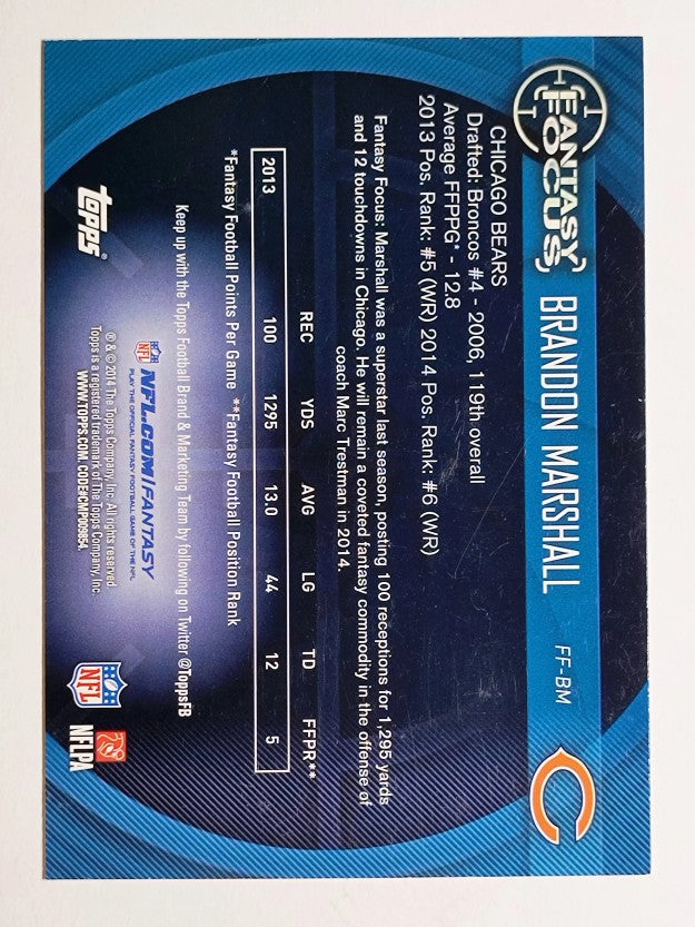 2014 Topps Fantasy Focus #FFBM Brandon Marshall
