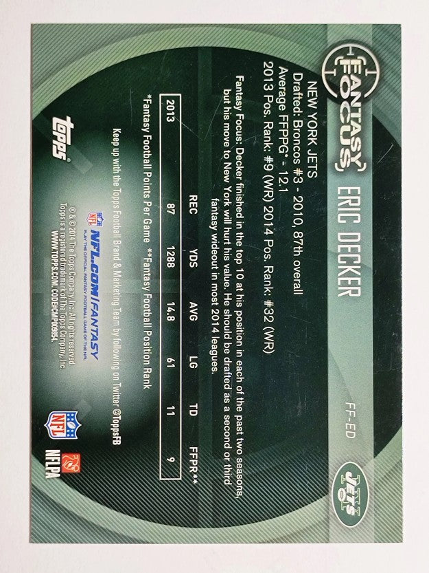 2014 Topps Fantasy Focus #FFED Eric Decker