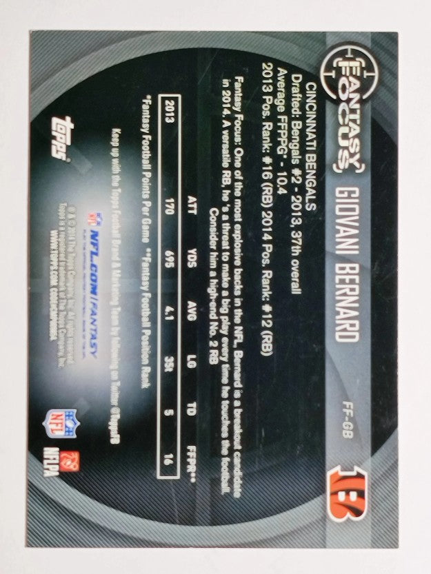 2014 Topps Fantasy Focus #FFGB Giovani Bernard