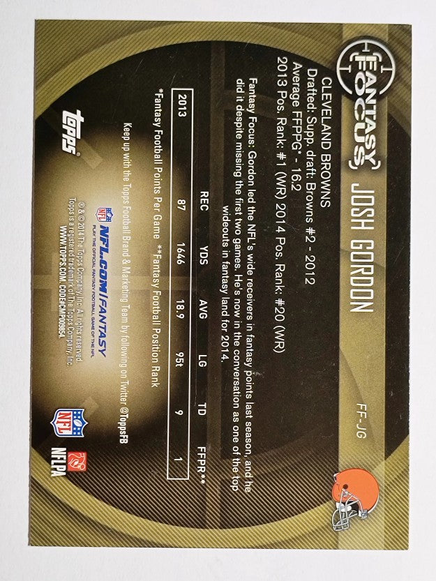 2014 Topps Fantasy Focus #FFJG Josh Gordon