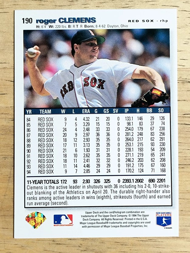 1995 Collector's Choice SE #190 Roger Clemens