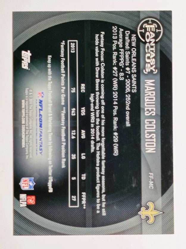 2014 Topps Fantasy Focus #FFMC Marques Colston