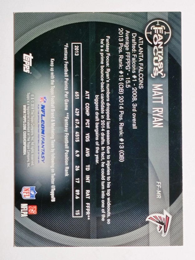 2014 Topps Fantasy Focus #FFMR Matt Ryan